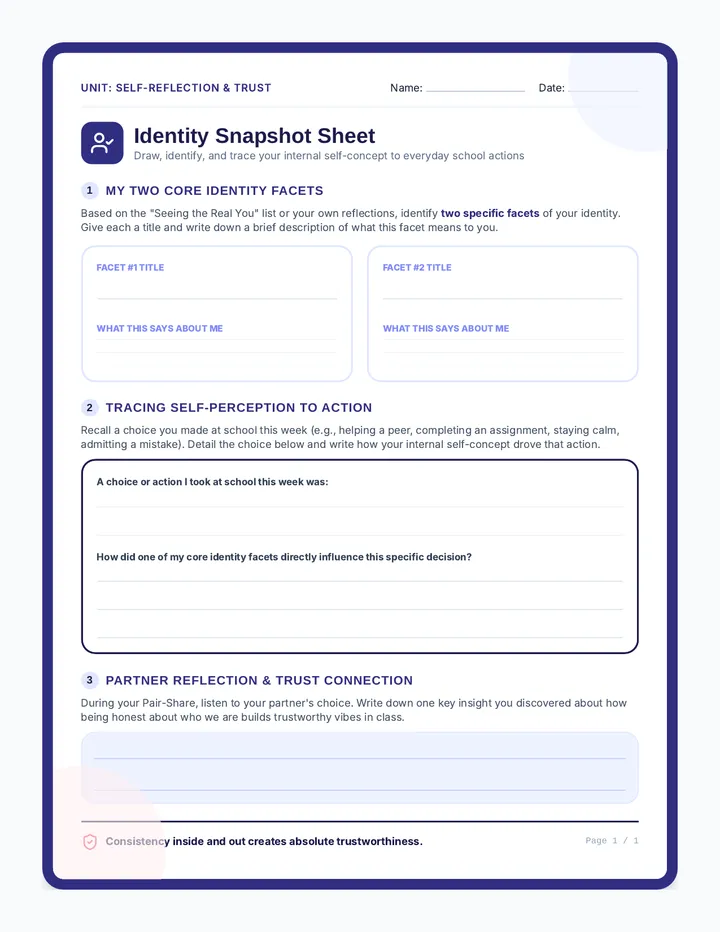 Identity Snapshot Worksheet