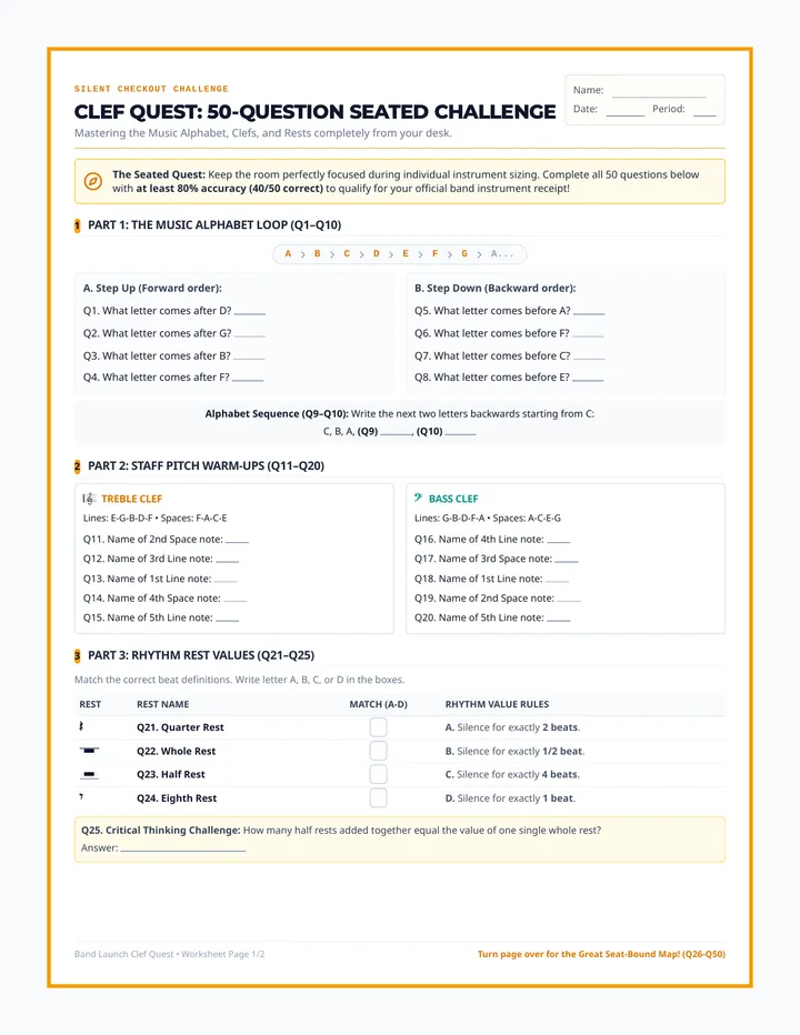 Clef Quest Worksheet