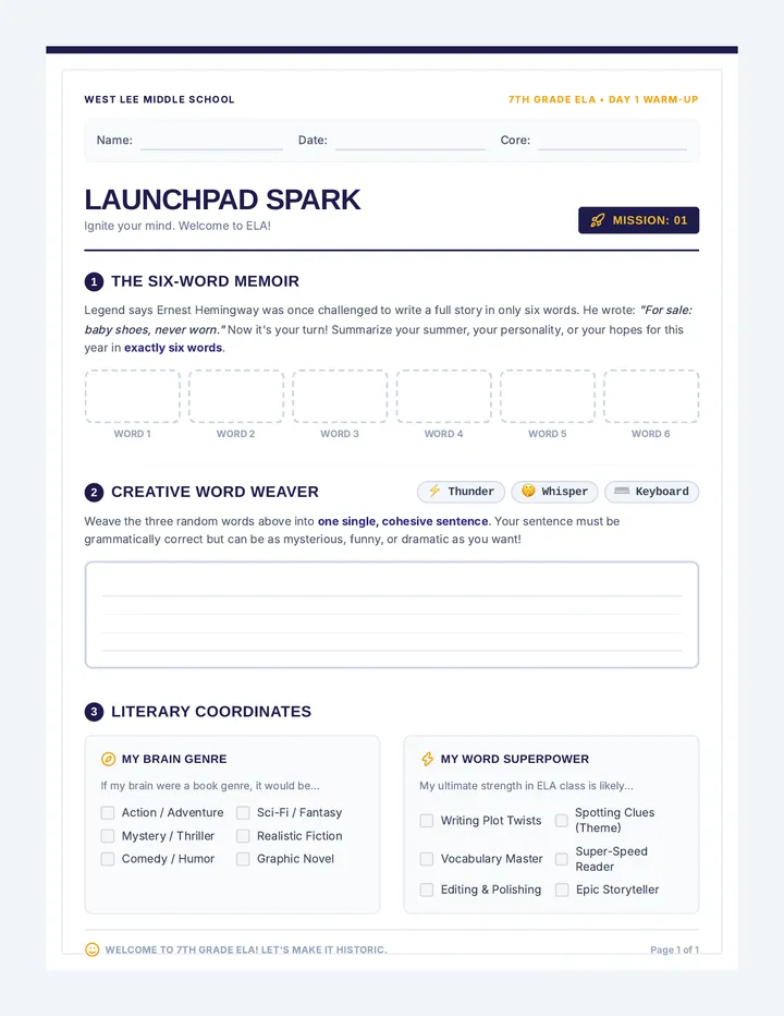Launchpad Spark Worksheet