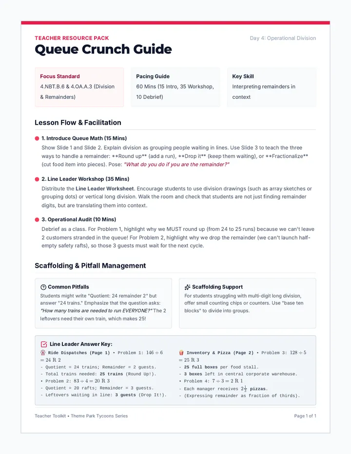 Queue Crunch Teacher Guide