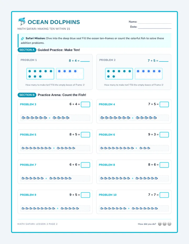 Ocean Dolphins Worksheet