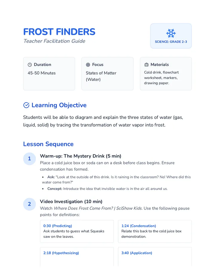 Frost Finders Teacher Guide