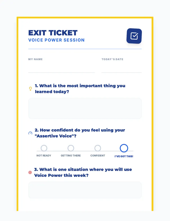 Voice Power Exit Ticket