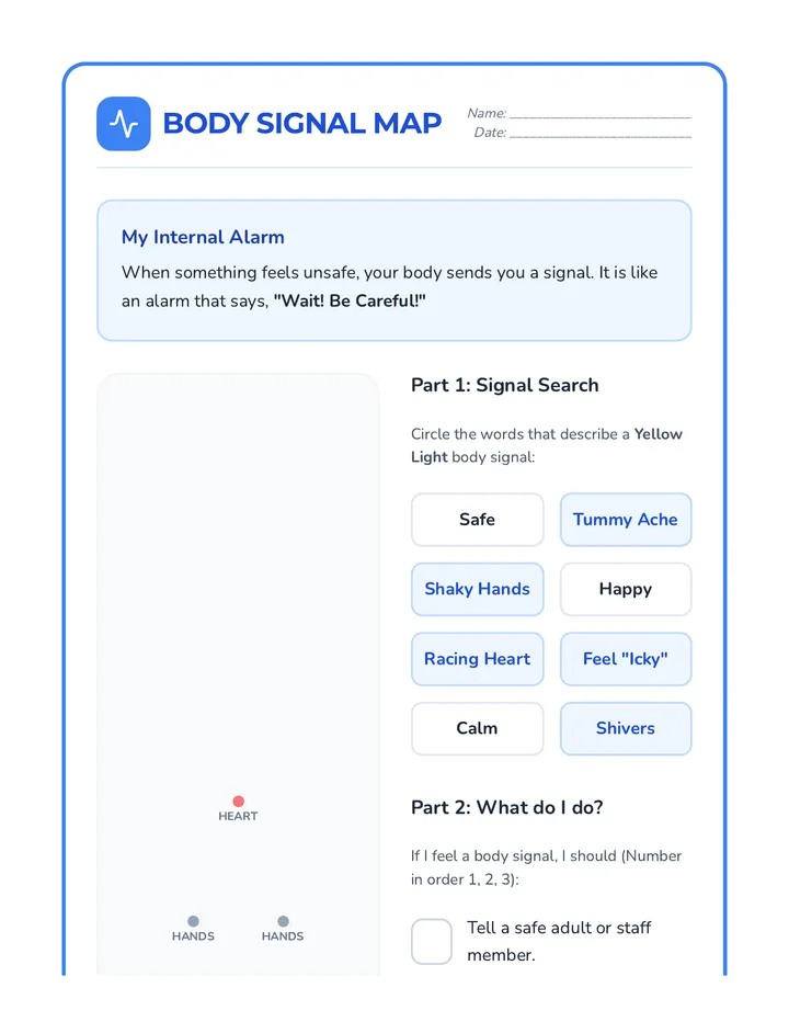 Body Signal Map Worksheet