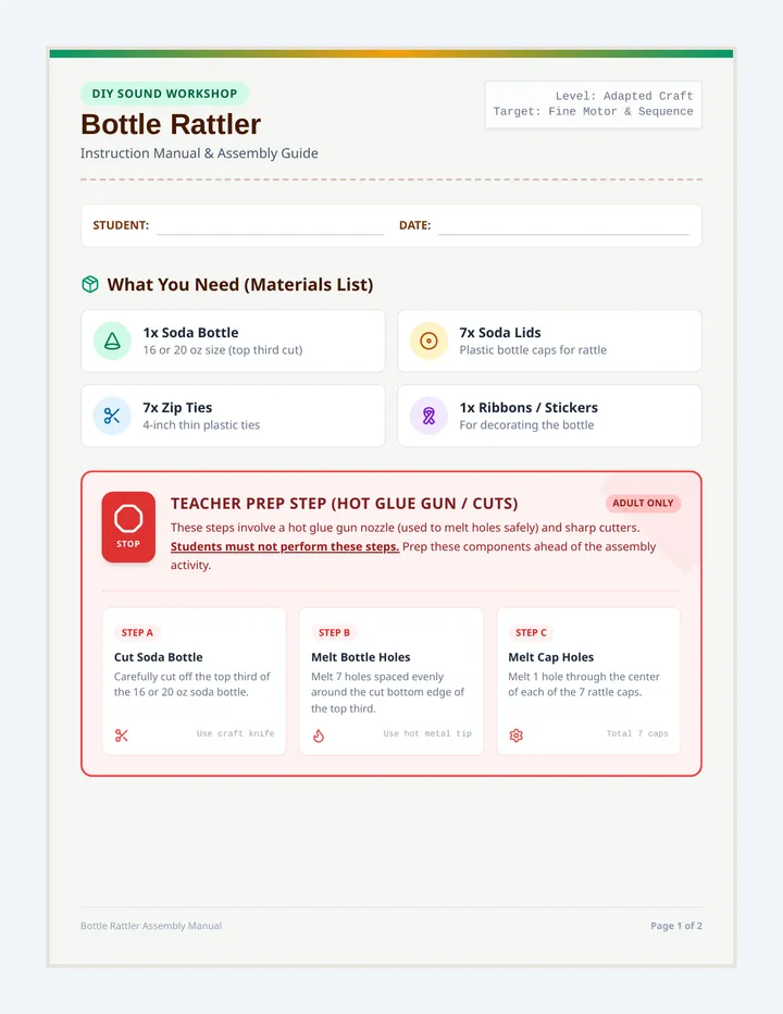 Bottle Rattler Instructions