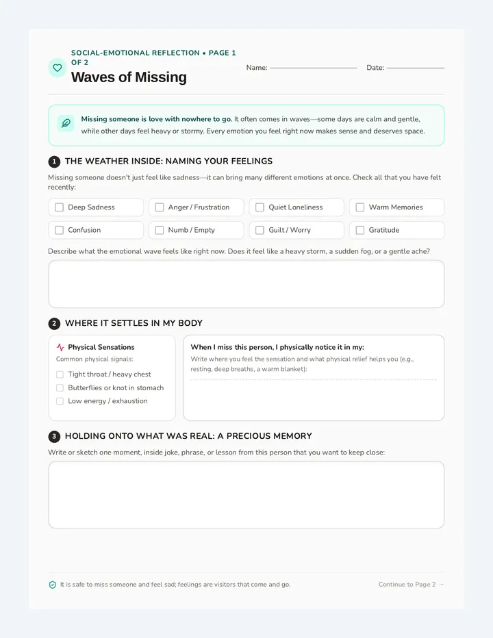 Waves of Missing Worksheet