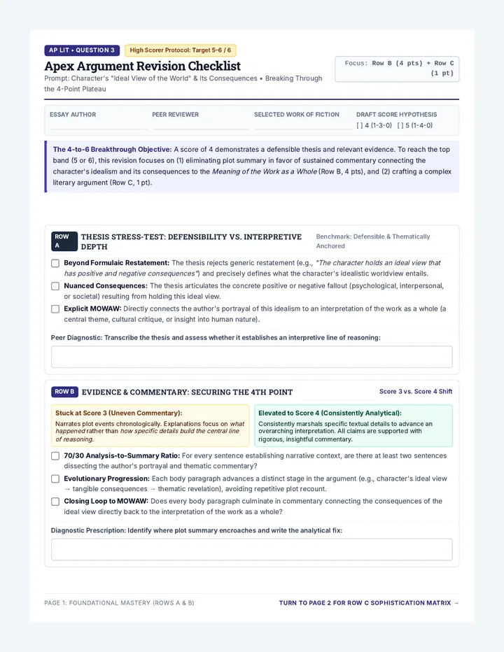 Mastery Essay Revision Checklist