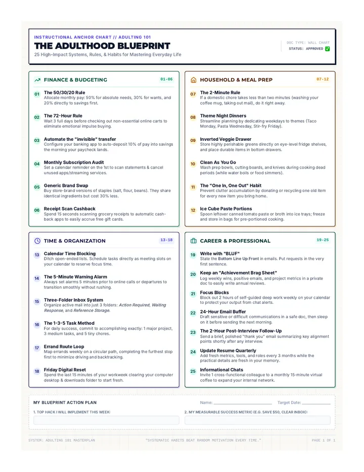 Adulting Blueprint Anchor Chart