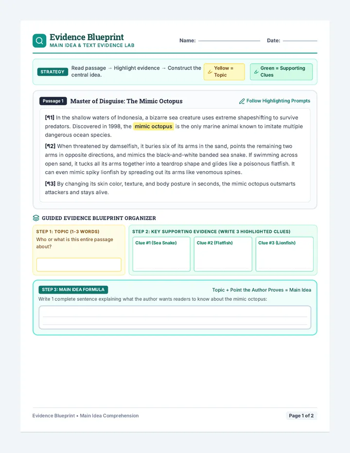 Evidence Blueprint Graphic Organizer