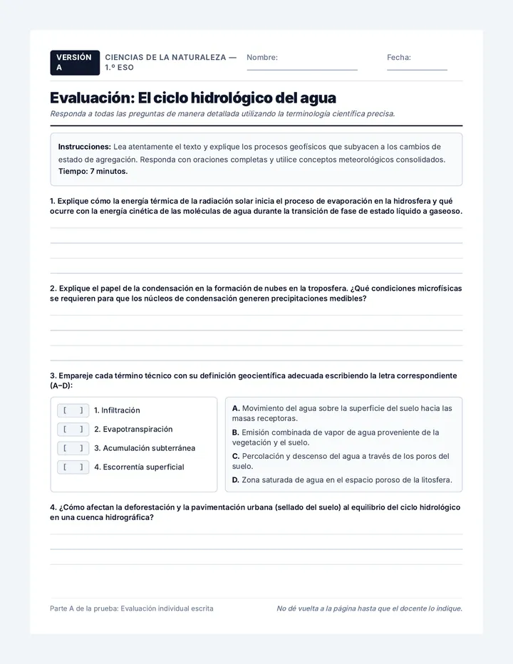Ciclo del Agua Evaluación