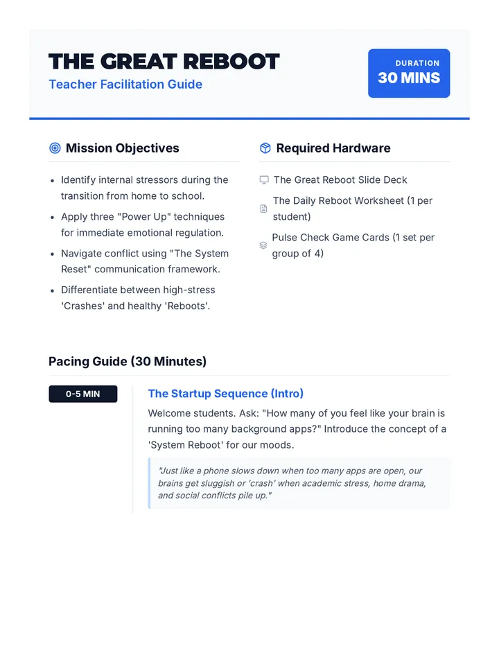 Reset Protocol Teacher Guide