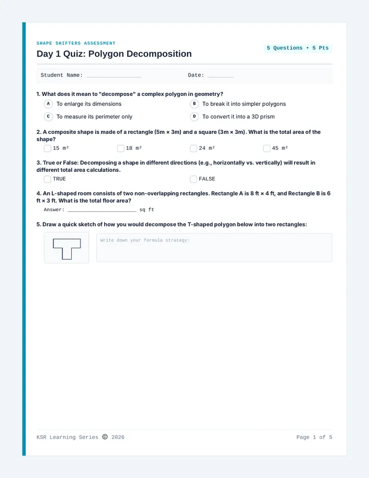 Shape Shifters Quizzes