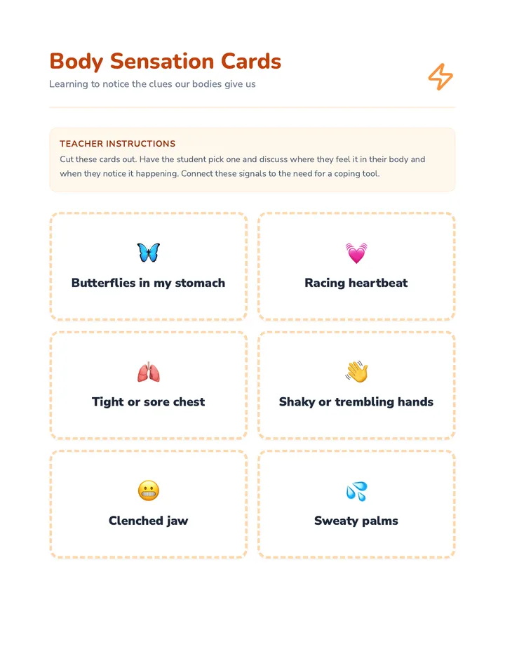 Body Sensation Signal Cards Activity