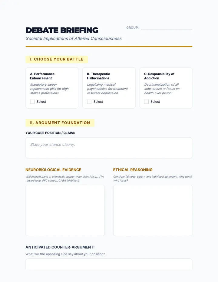 Debate Briefing Worksheet
