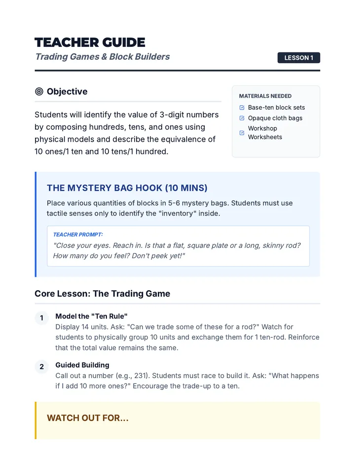 Number Builder Teacher Guide