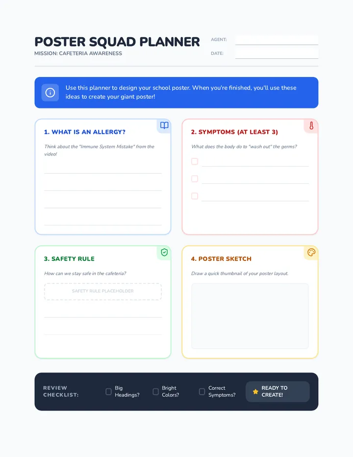 Allergy Poster Planner Worksheet