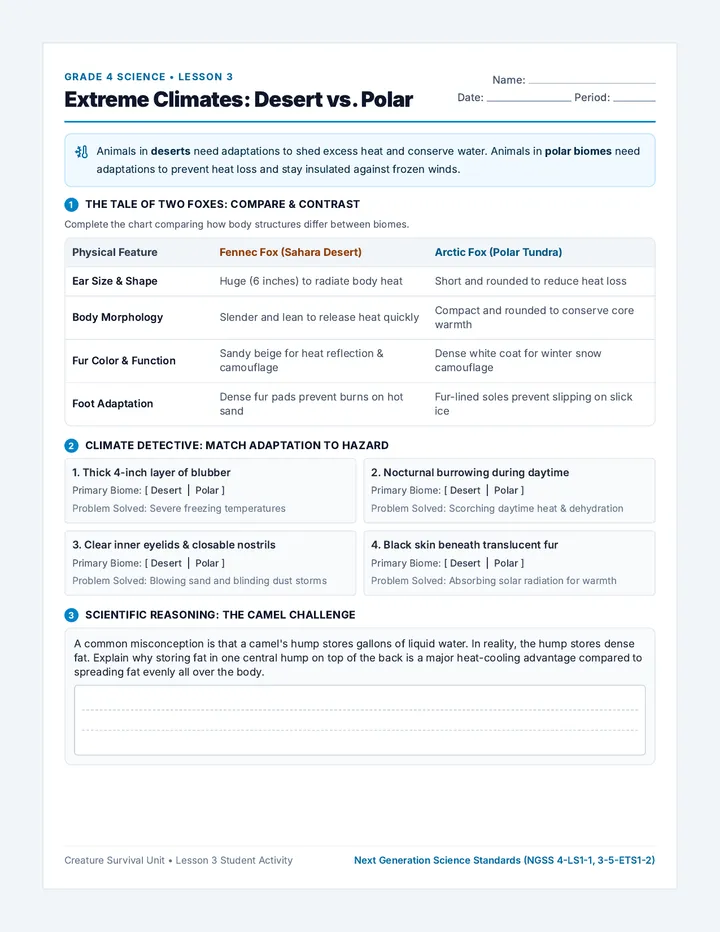Extreme Climates Worksheet
