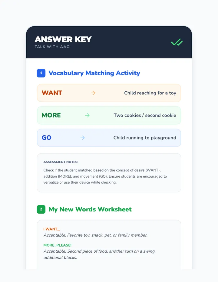 New Words Answer Key