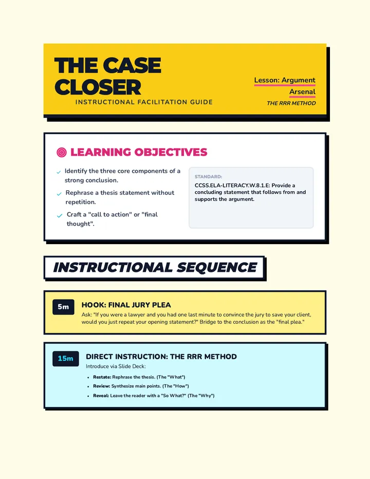 Argument Guide for Teachers