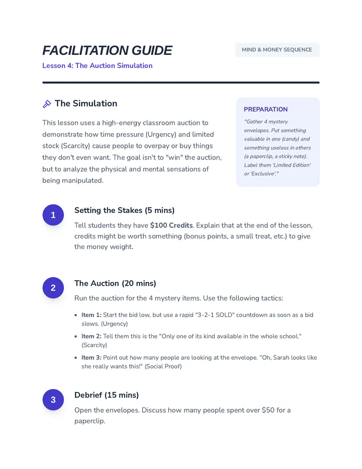 Auction Simulation Teacher Guide