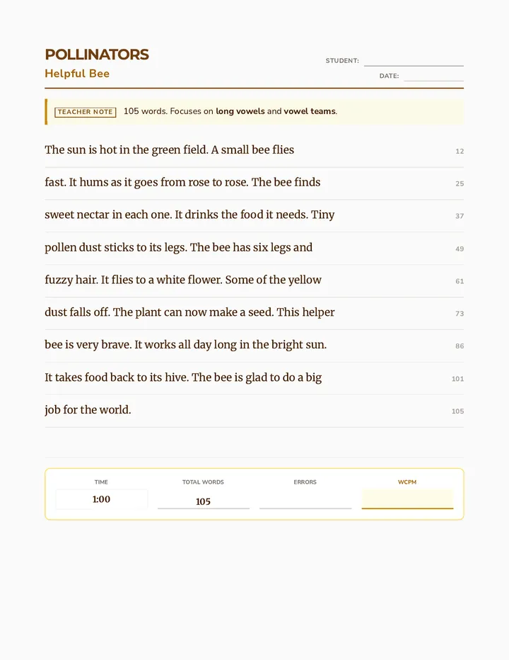 Helpful Bee Passage