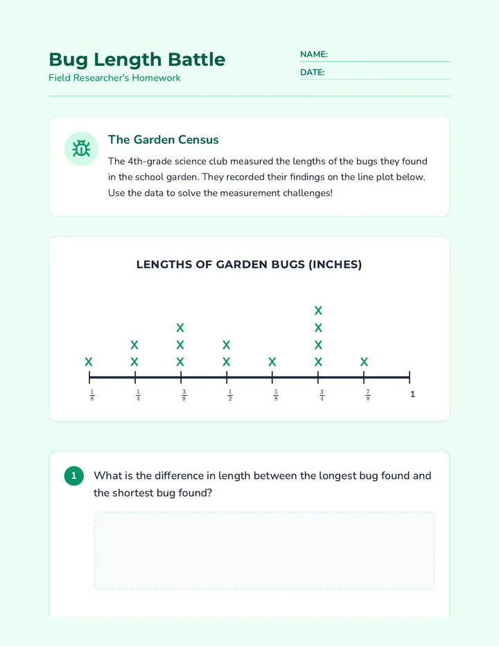 Bug Length Battle Worksheet