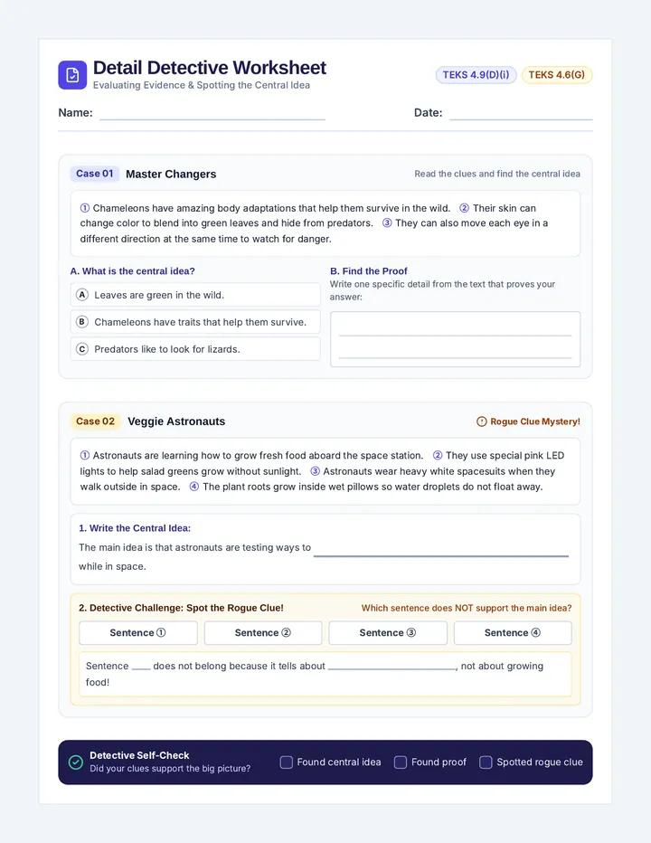 Detail Detective Worksheet