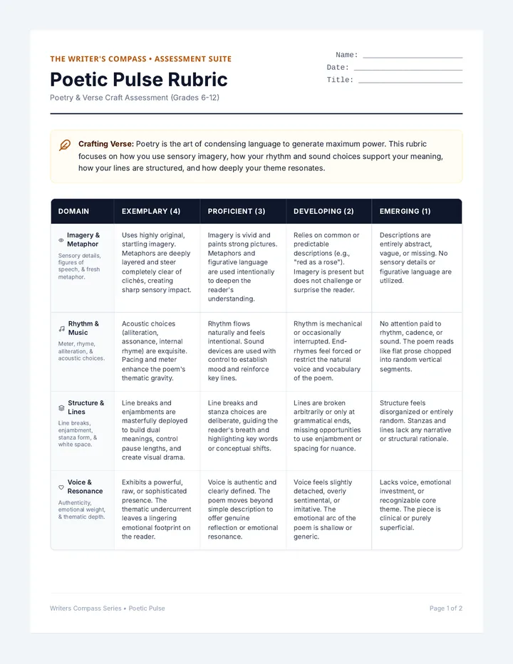 Poetic Pulse Rubric