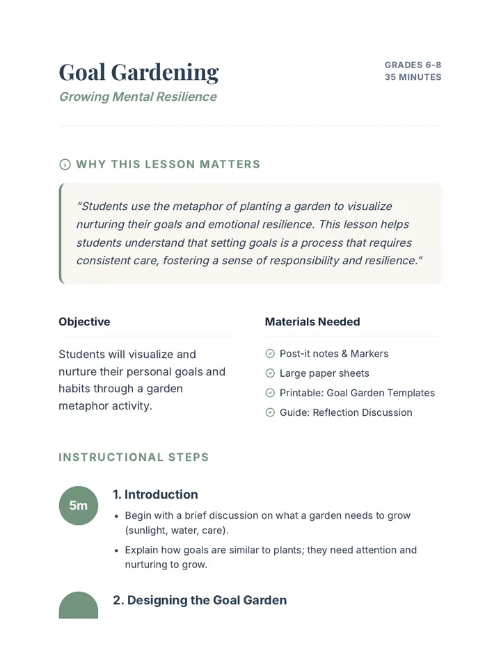 Goal Gardening Lesson Plan