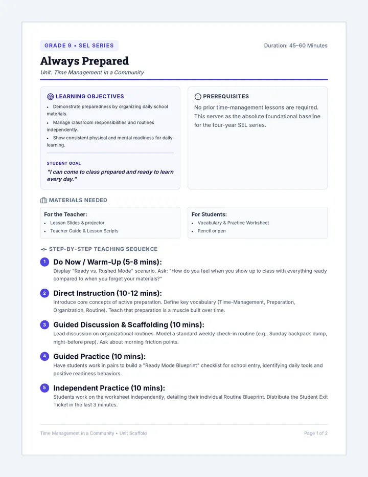 Always Prepared Teacher Guide