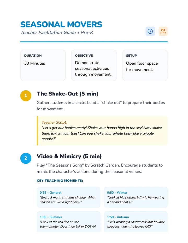 Season Movers Teacher Guide