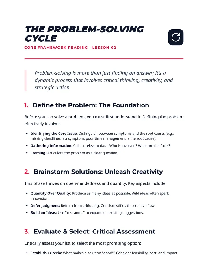 Reading The Problem Solving Cycle