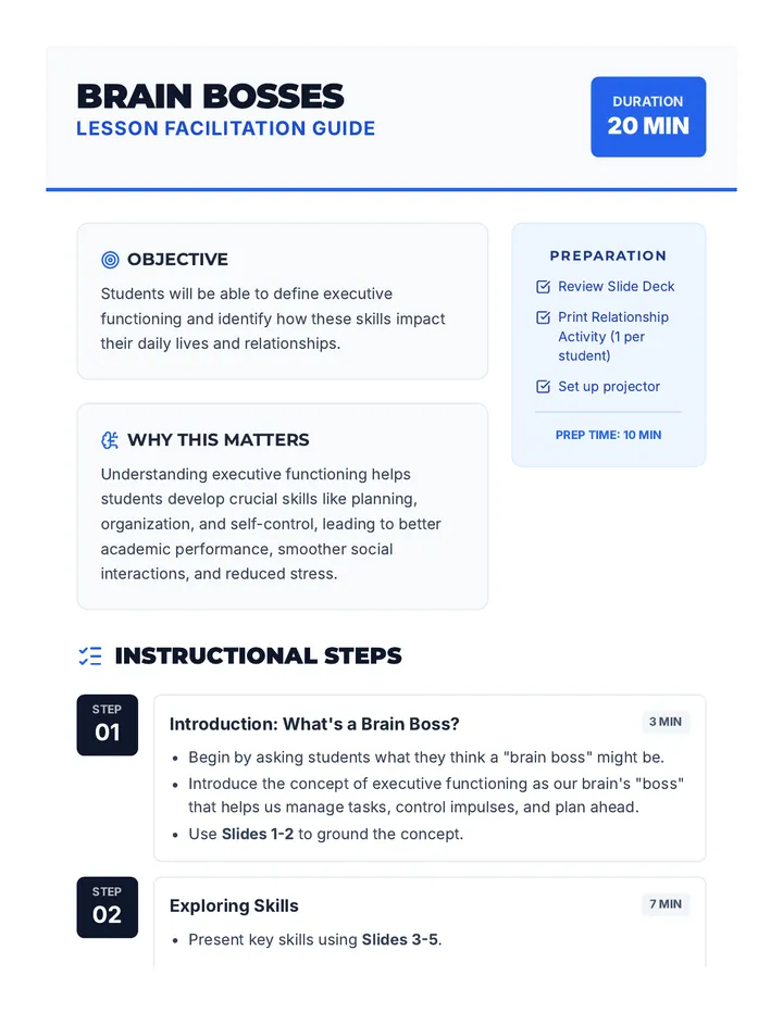 Brain Bosses Lesson Plan