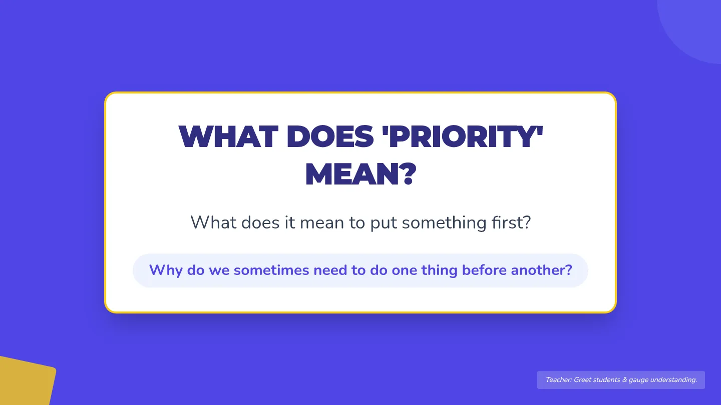 First Things First Slide Deck