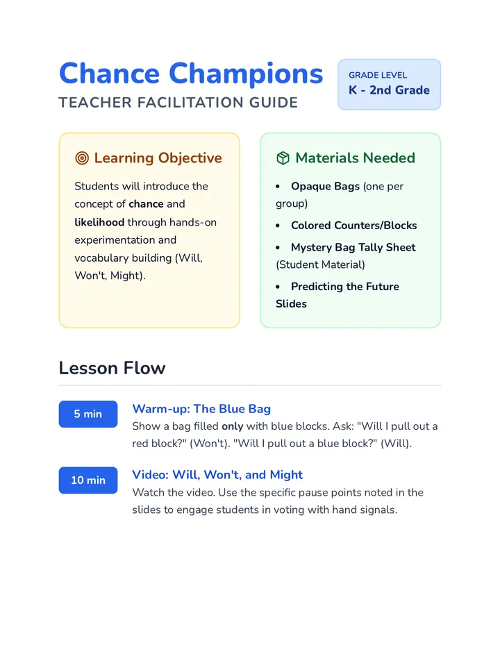 Chance Champions Teacher Guide