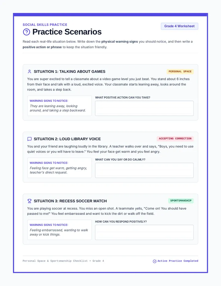 Radar Practice Scenarios Worksheet page 1
