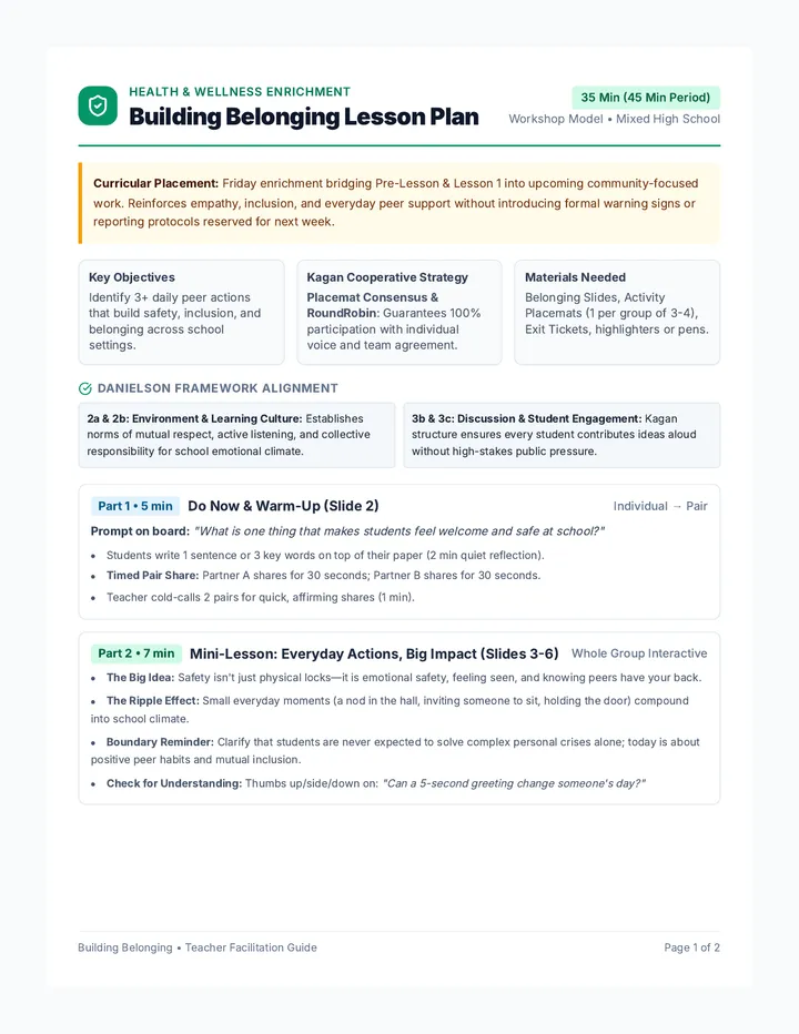 Building Belonging Lesson Plan