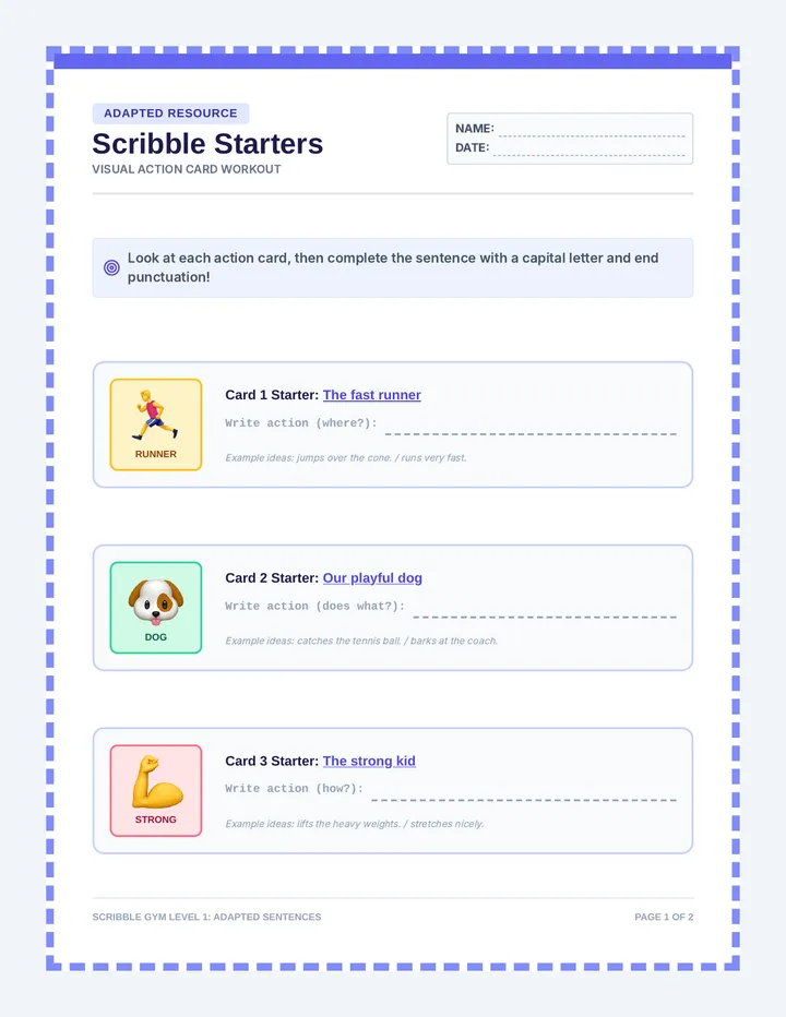 Sentence Builders Scaffolds