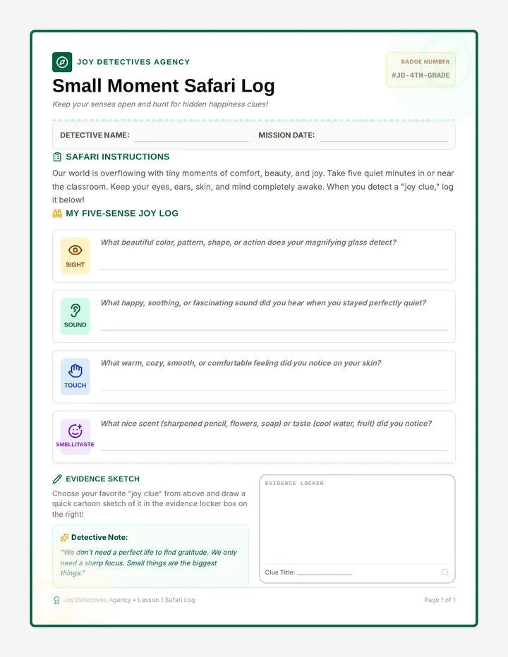 Safari Log Worksheet