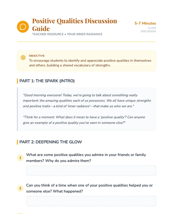 Positive Qualities Discussion Guide