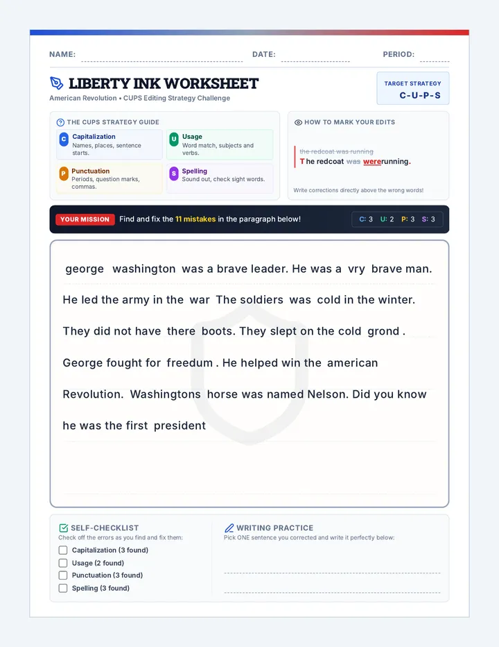 Liberty Ink Worksheet