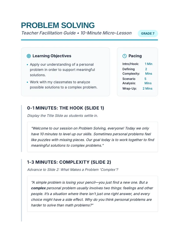 Problem Solving Teacher Guide