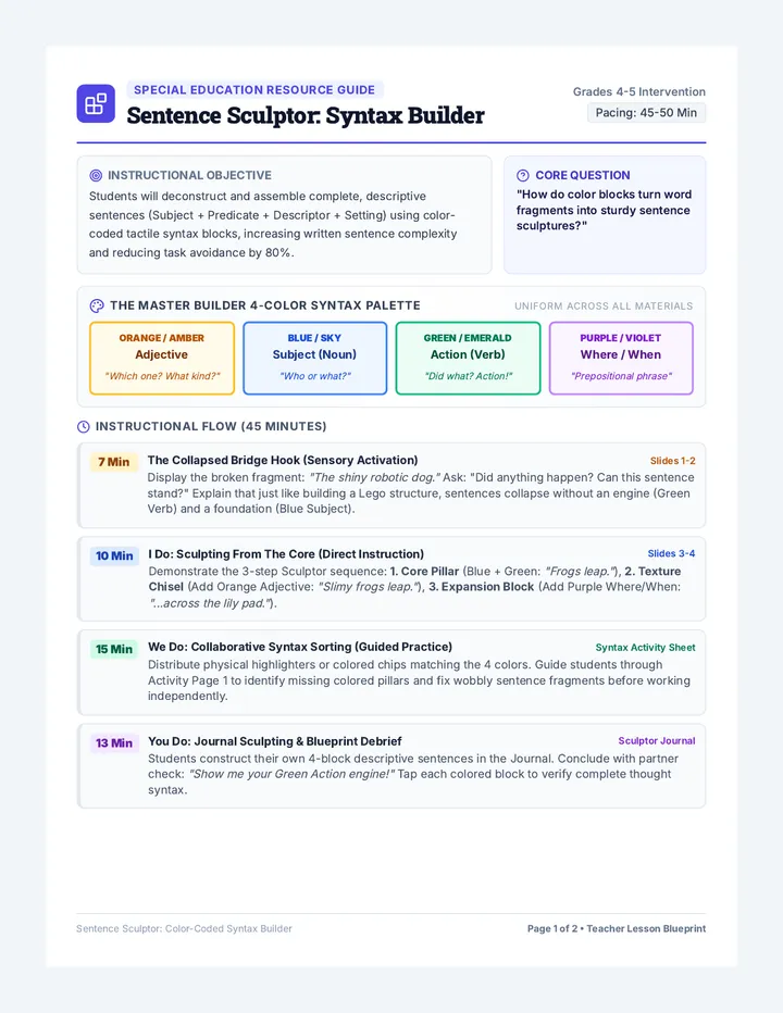 Sentence Sculptor Lesson Plan
