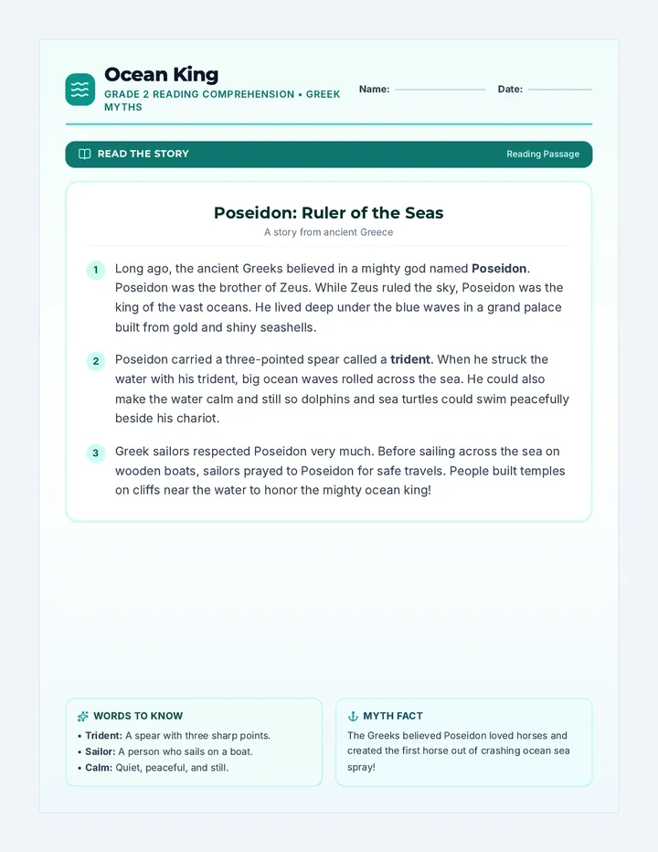 Ocean King Worksheet