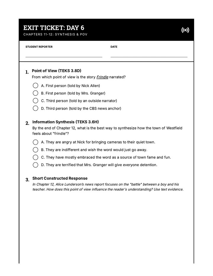 Day 6 Exit Ticket