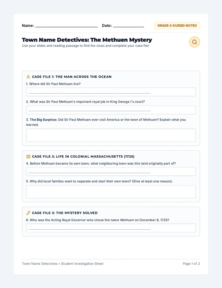 Town Detectives Guided Notes