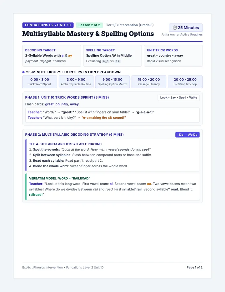 Multisyllable Mastery Teacher Guide