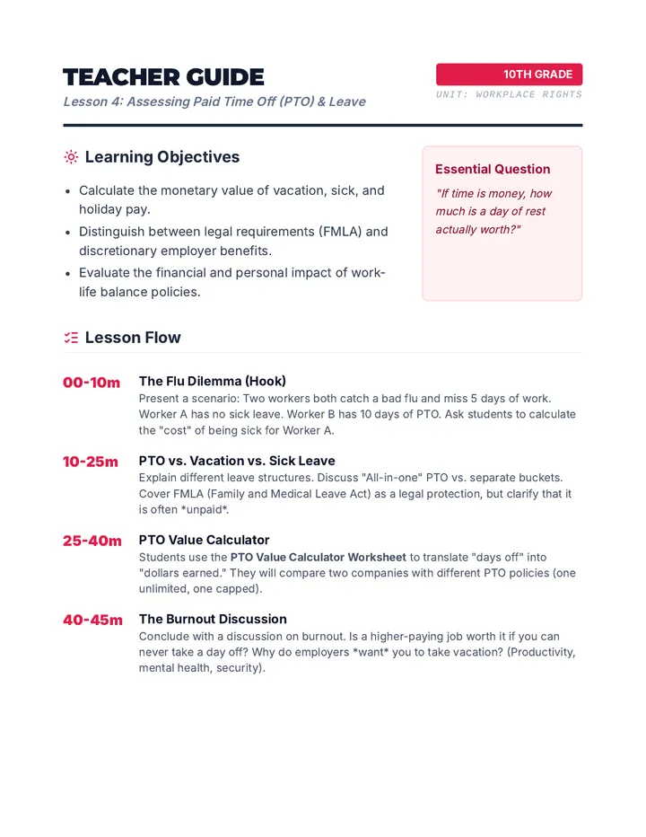 PTO & Leave Teacher Guide