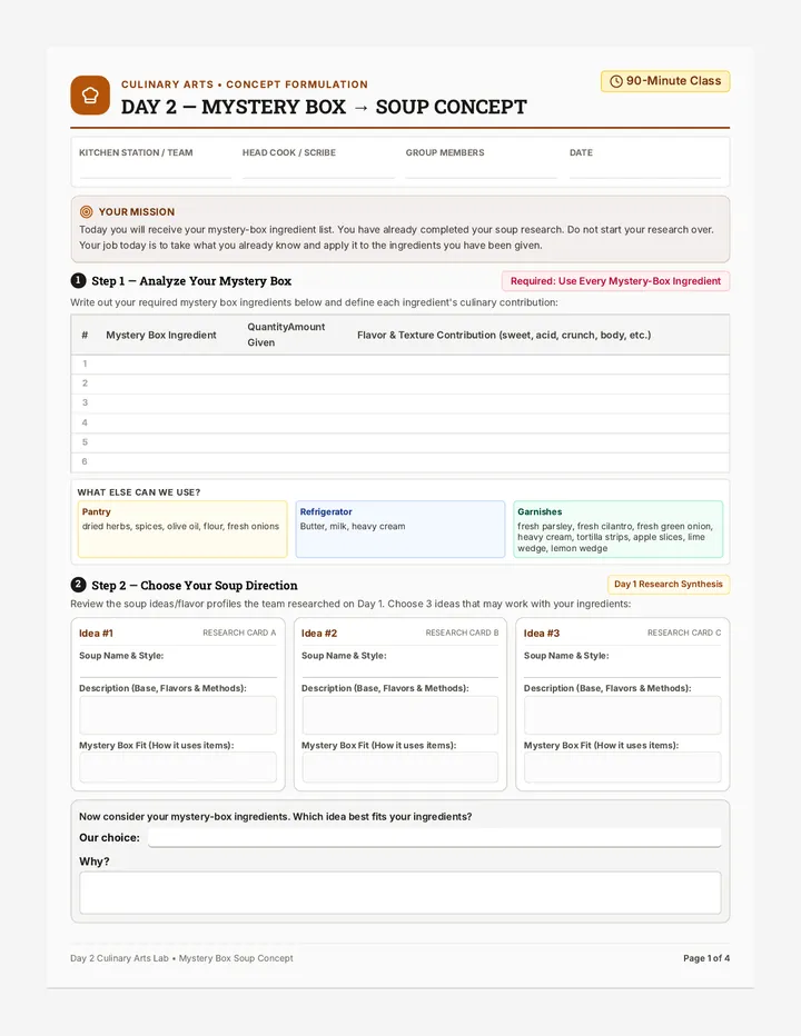 Mystery Box Soup Concept Workbook
