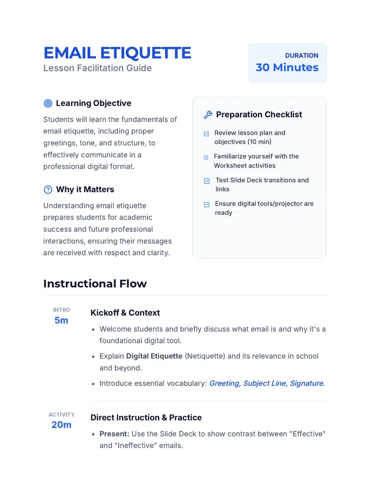 Email Etiquette Lesson Plan